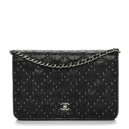 Chanel Crumpled Lambskin Studded Paris Dallas Wallet On Chain WOC Black 1 of 8
