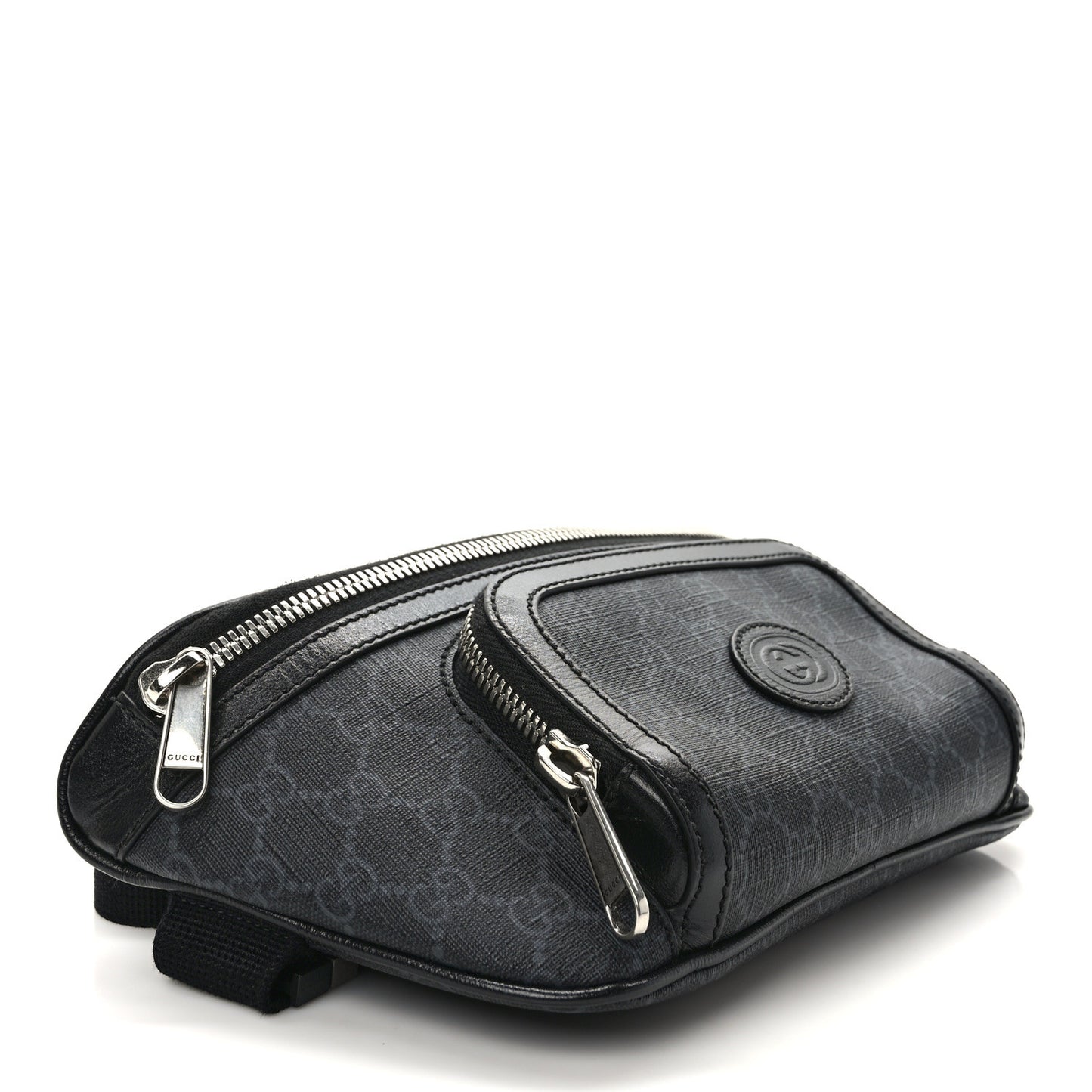 GG Supreme Monogram Textured Calfskin Retro Interlocking G Belt Bag Black