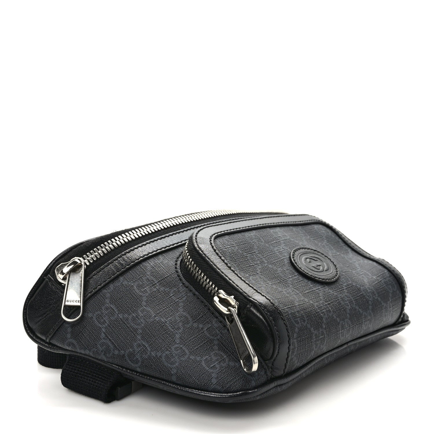 Gucci GG Supreme Monogram Textured Calfskin Retro Interlocking G Belt Bag Black 5 of 8