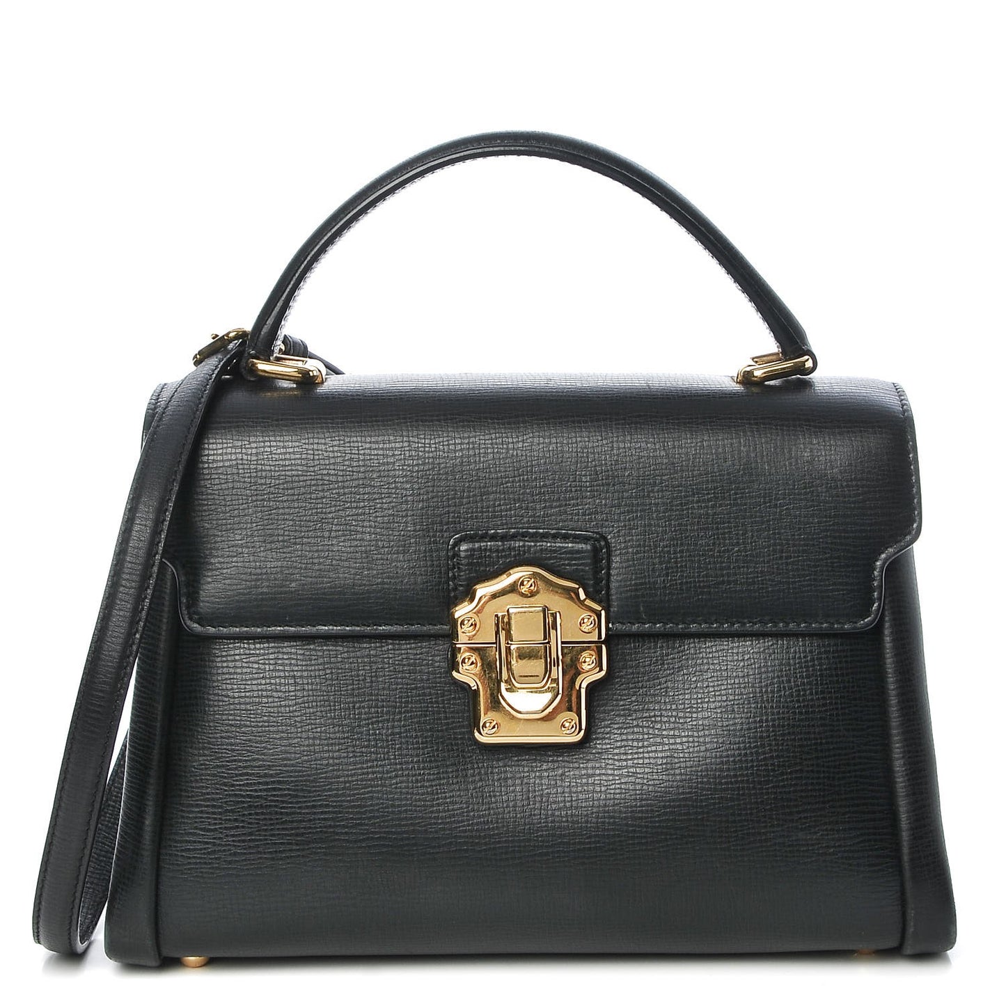 Calfskin Lucia Top Handle Tote Black