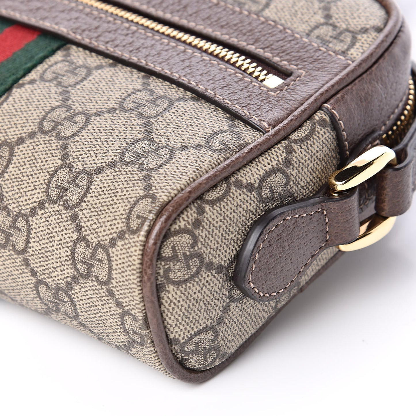 GG Supreme Monogram Web Mini Ophidia Shoulder Bag Brown