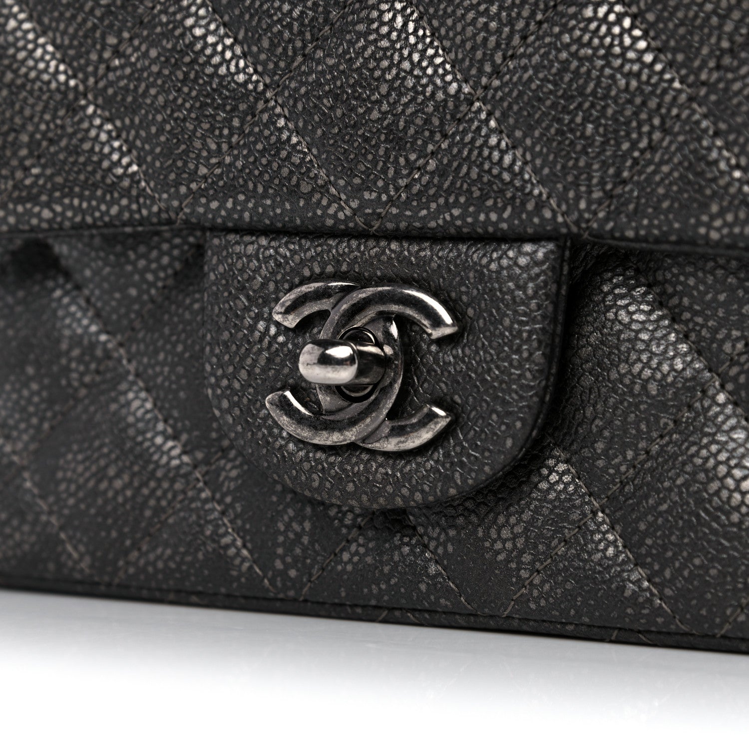 Chanel Metallic Caviar Quilted Mini Rectangular Flap Black 10 of 11