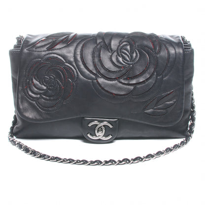 Chanel Lambskin Tweed Large Camellia Petals Flap Black 1 of 9