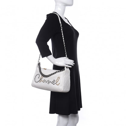 Chanel Calfskin Chain 20s Signature Hobo White 2 of 11
