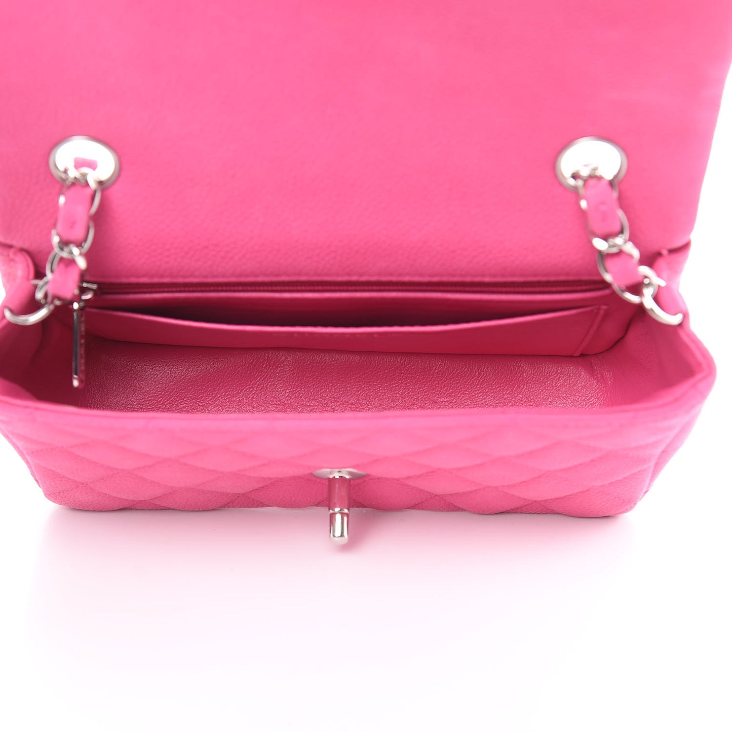 Iridescent Caviar Quilted Mini Rectangular Flap Pink
