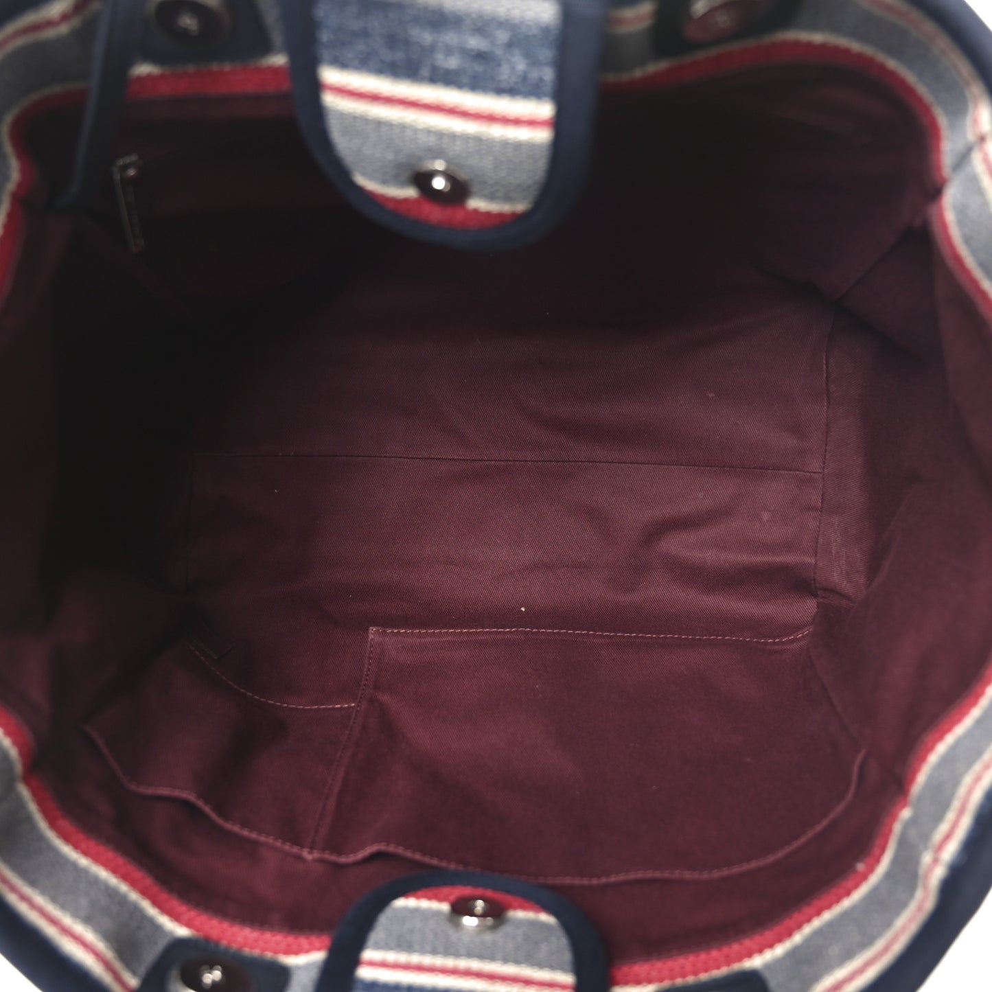 Striped Canvas Small Deauville Tote Beige