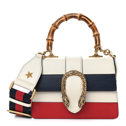 Gucci Calfskin Bamboo Web Mini Dionysus Top Handle Bag White Blue Hibiscus Red 1 of 4