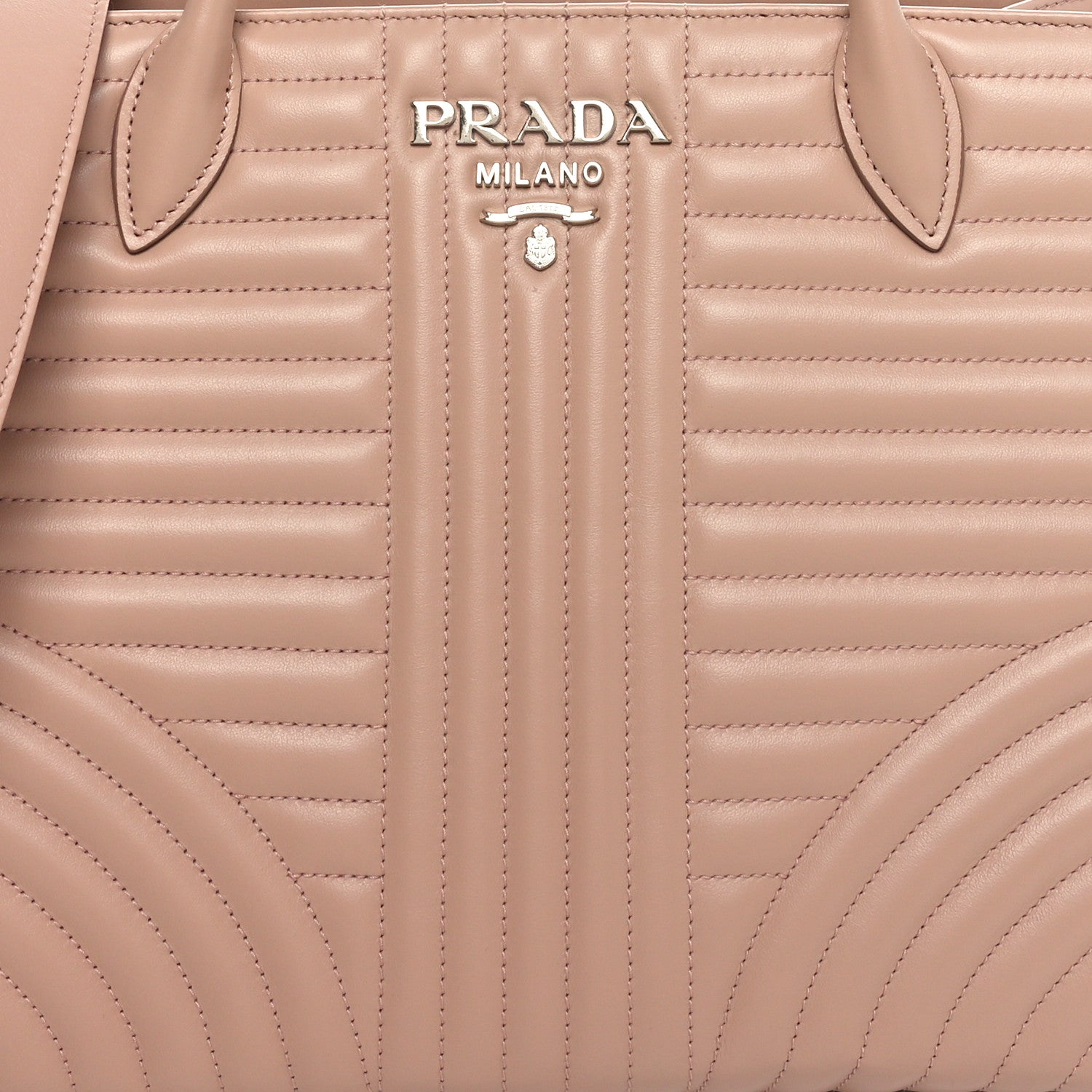 Prada Soft Calfskin Impunture Diagramme Tote Cipria 7 of 9