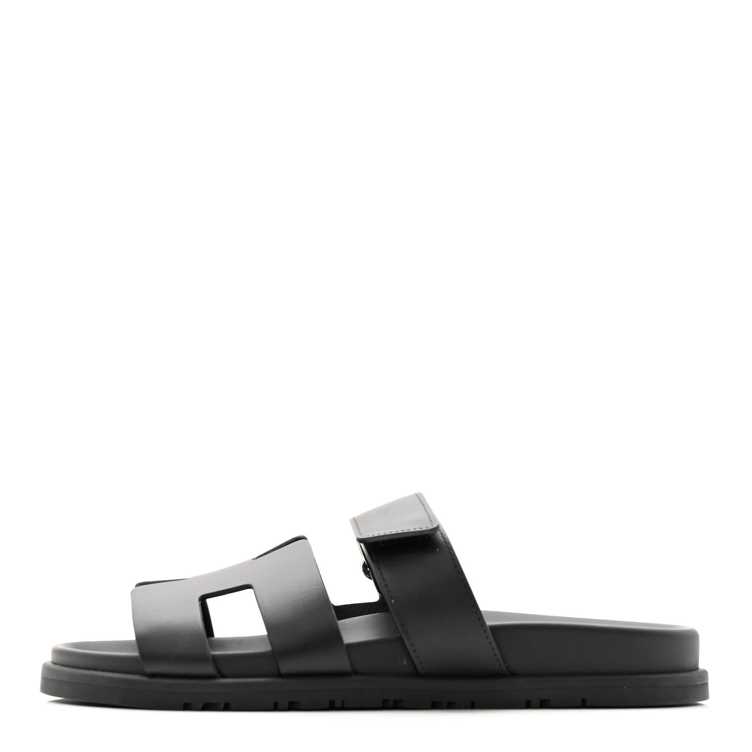 Hermes Calfskin Womens Chypre Sandals 38.5 Black 1 of 10