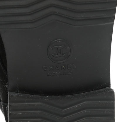 Chanel Suede Calfskin Quilted Combat Short Boots 38.5 Black 6 of 9