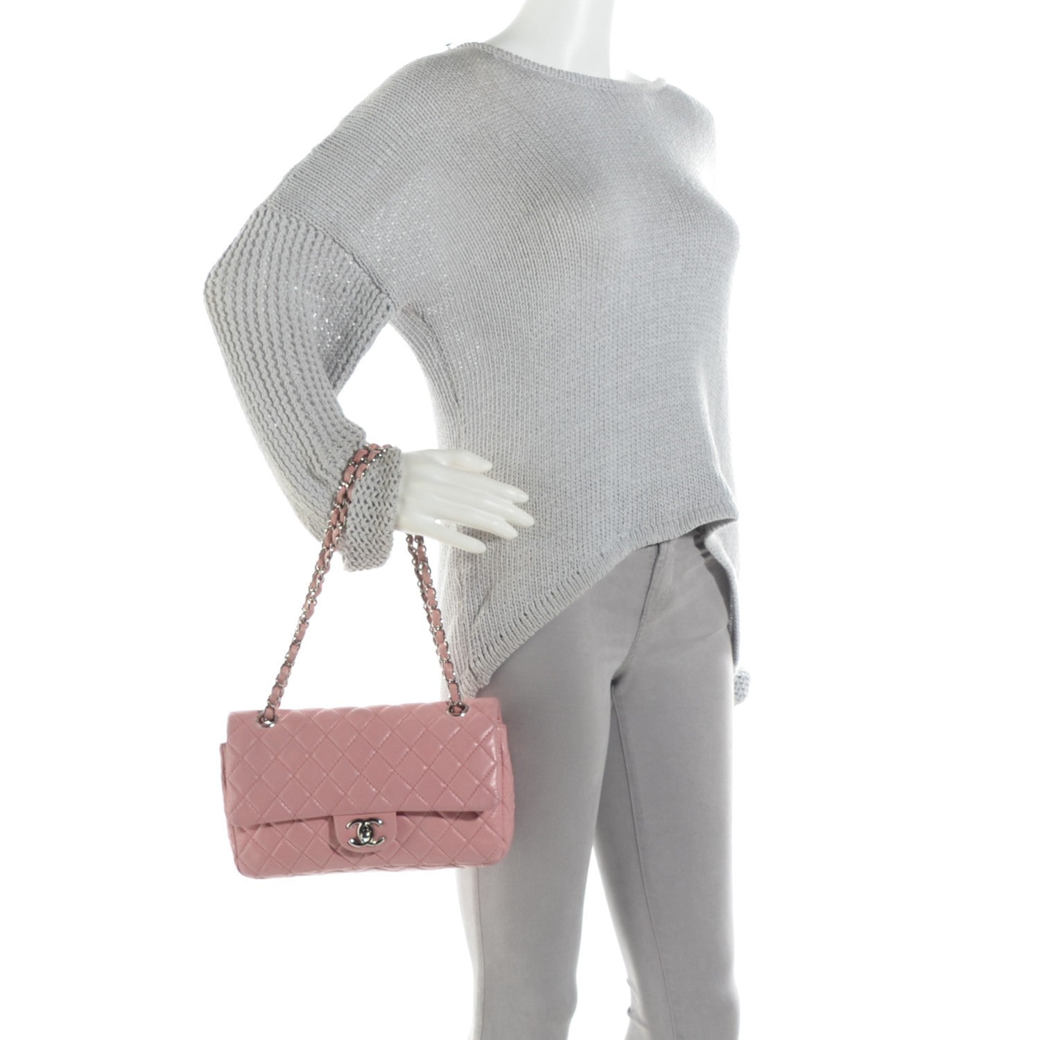 Chanel Lambskin Quilted Medium Double Flap Light Pink 2 of 9