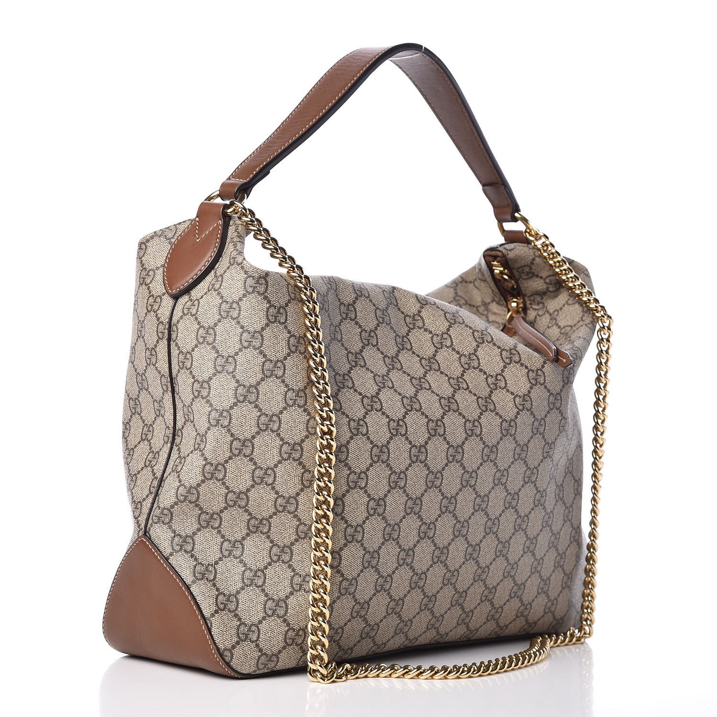 GG Supreme Monogram Large Linea A Hobo Light Brown