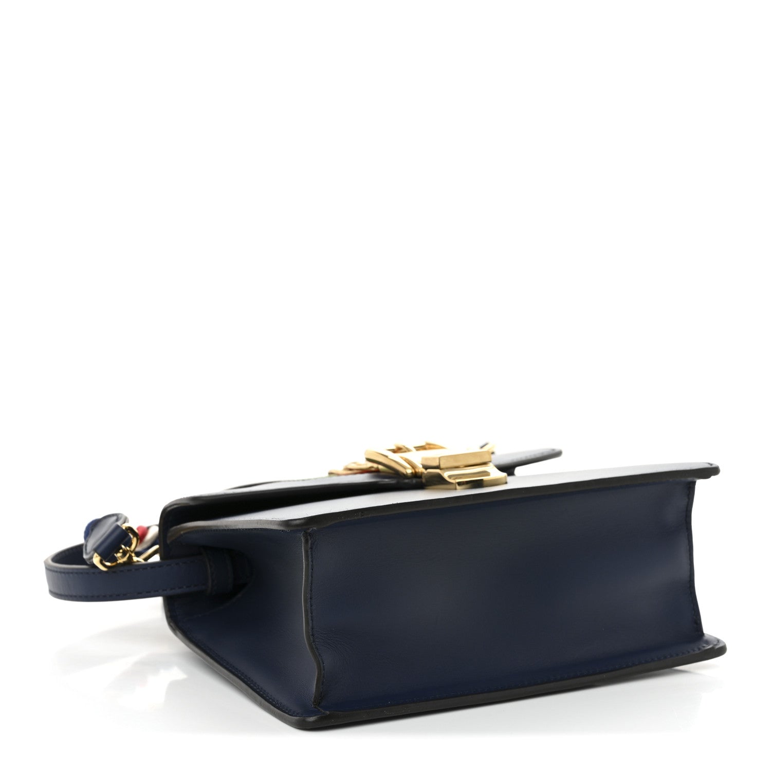 Gucci Vitello Fontanella Web Mini Sylvie Top Handle Bag Blue Agata 4 of 10