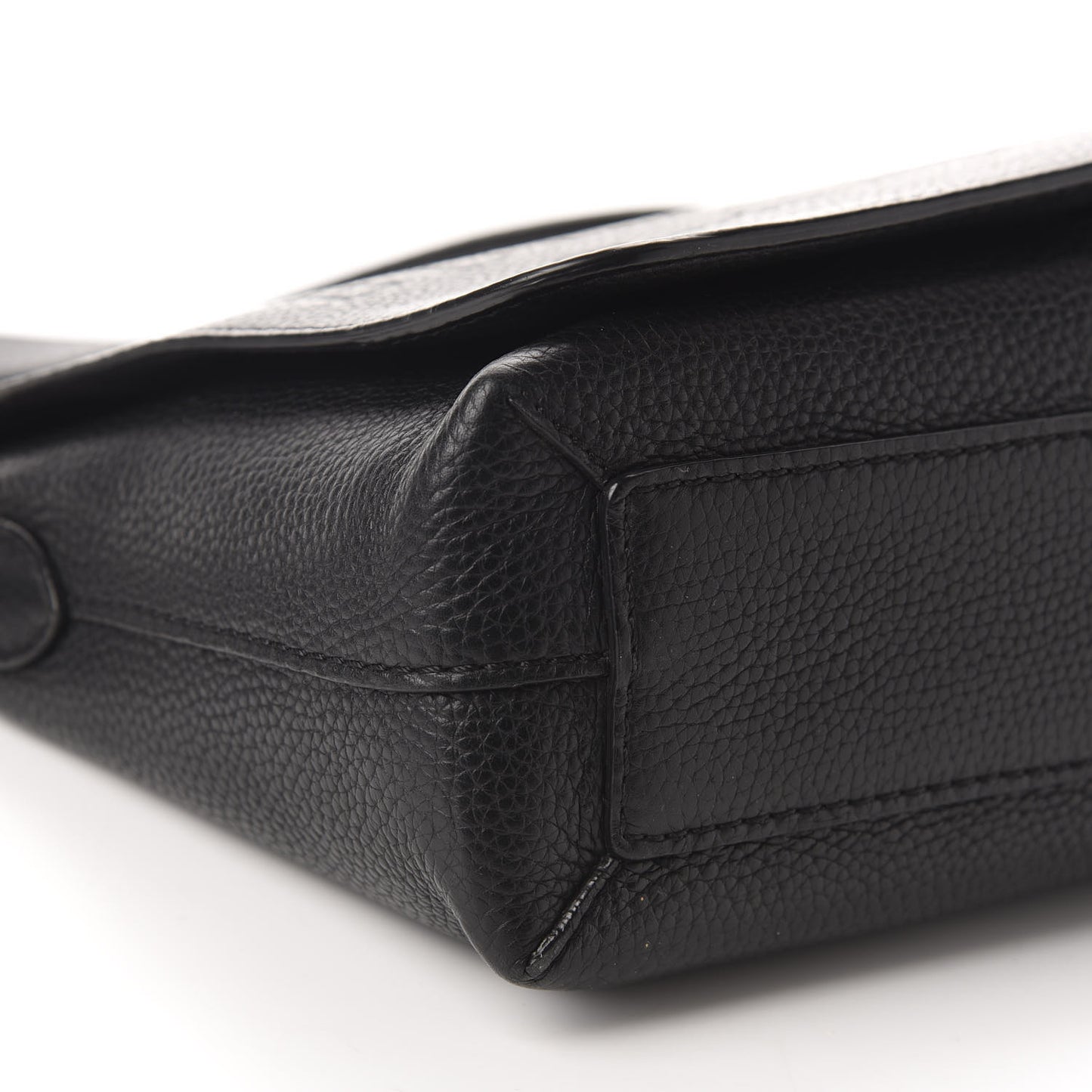Grainy Calfskin Embossed Small Messenger Black
