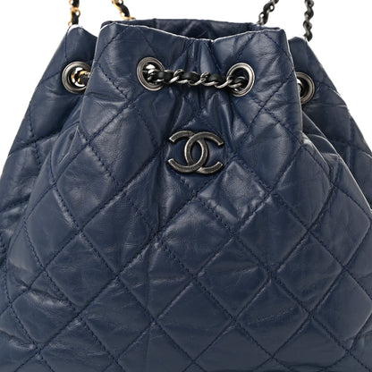 Chanel Aged Calfskin Quilted Gabrielle Backpack Navy Black 8 of 12