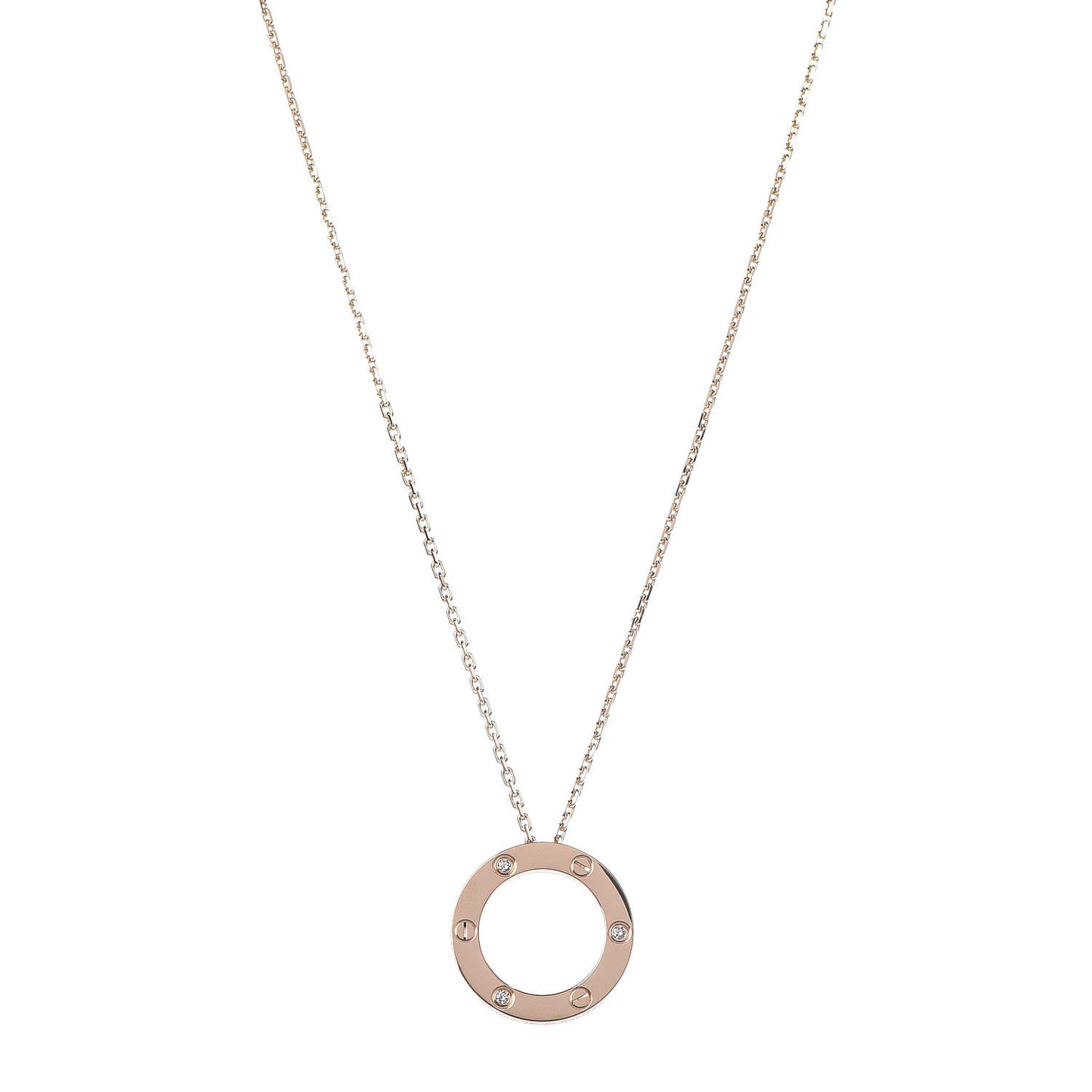18K Pink Gold 3 Diamonds LOVE Pendant Necklace