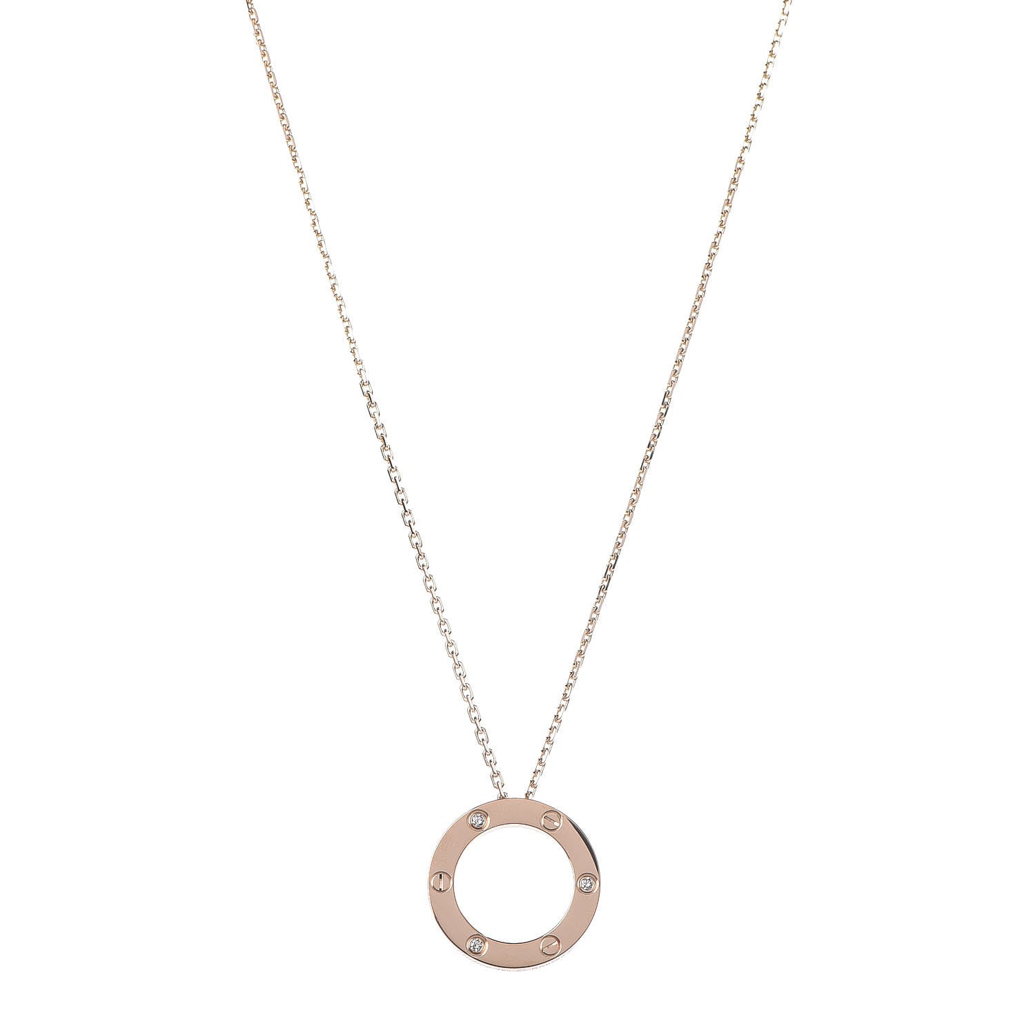 Cartier 18K Pink Gold 3 Diamonds LOVE Pendant Necklace 1 of 7