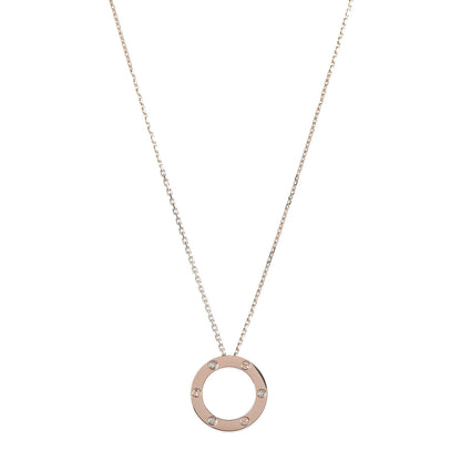 Cartier 18K Pink Gold 3 Diamonds LOVE Pendant Necklace 1 of 7