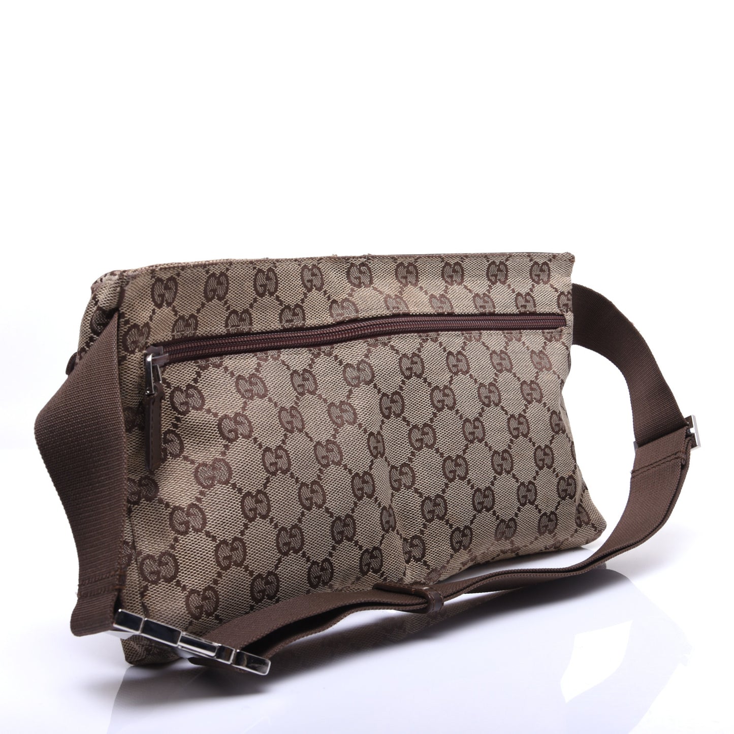 GG Monogram Double Pocket Belt Bag Dark Brown