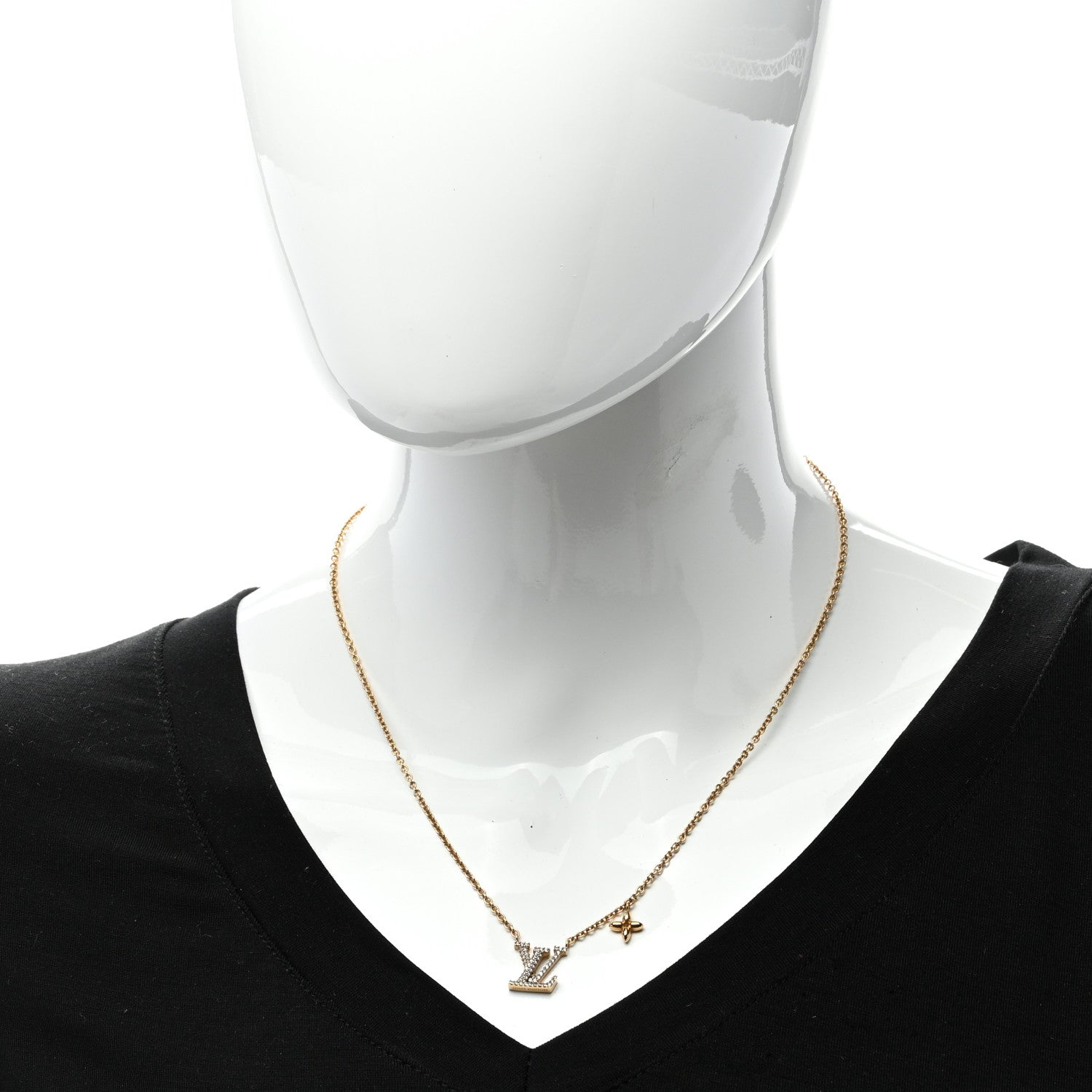 Louis Vuitton Metal Crystal LV Iconic Necklace Gold 2 of 4