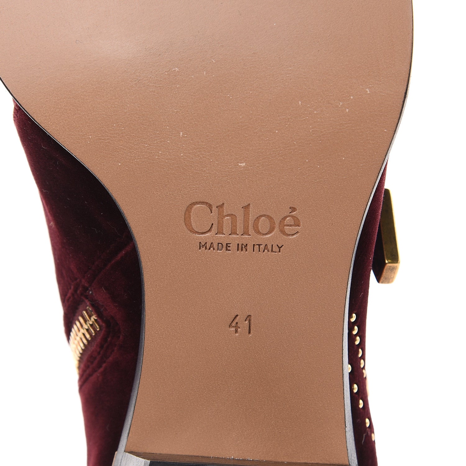 Chloe Velvet Studded Susanna Ankle Boots 41 Bordeaux 6 of 6