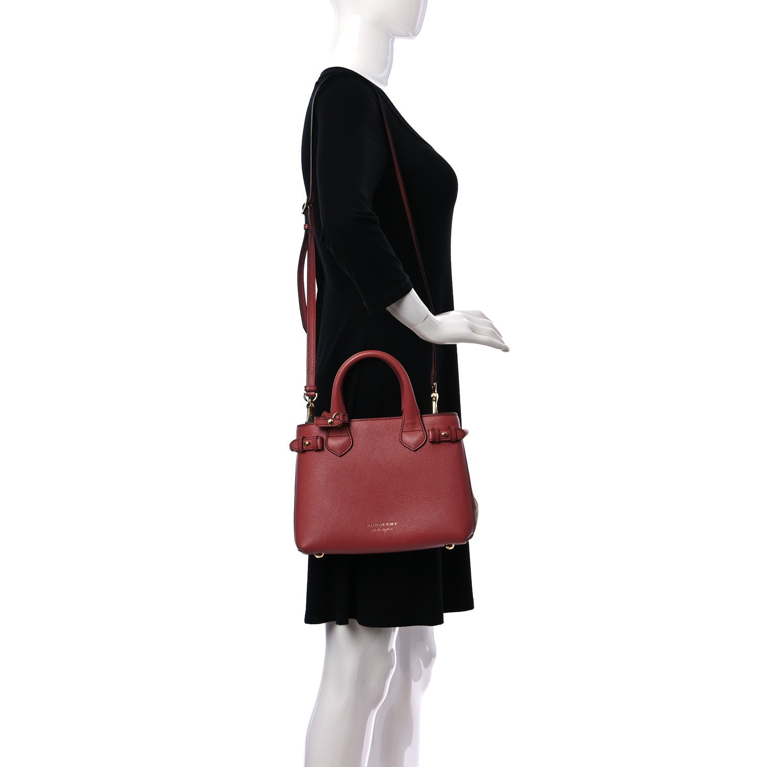 Burberry Derby Calfskin House Check Small Banner Tote Cinnamon Red 2 of 12