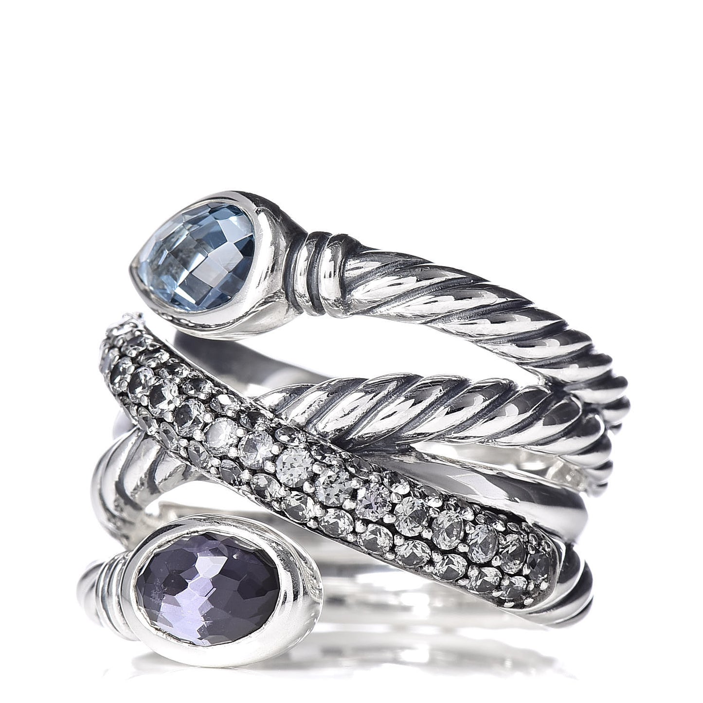 Sterling Silver Blue Topaz Black Orchid Renaissance Ring 53 6.25