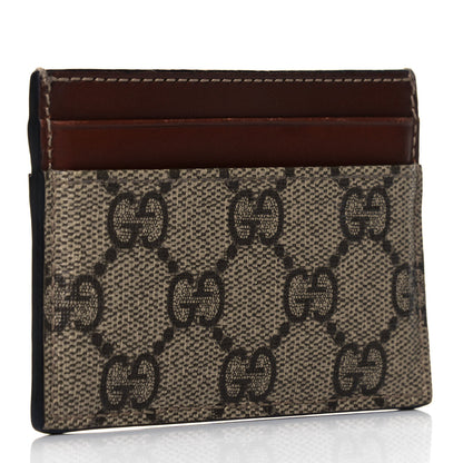 Gucci GG Supreme Monogram Calfskin Card Holder Beige Ebony Cuir 3 of 6