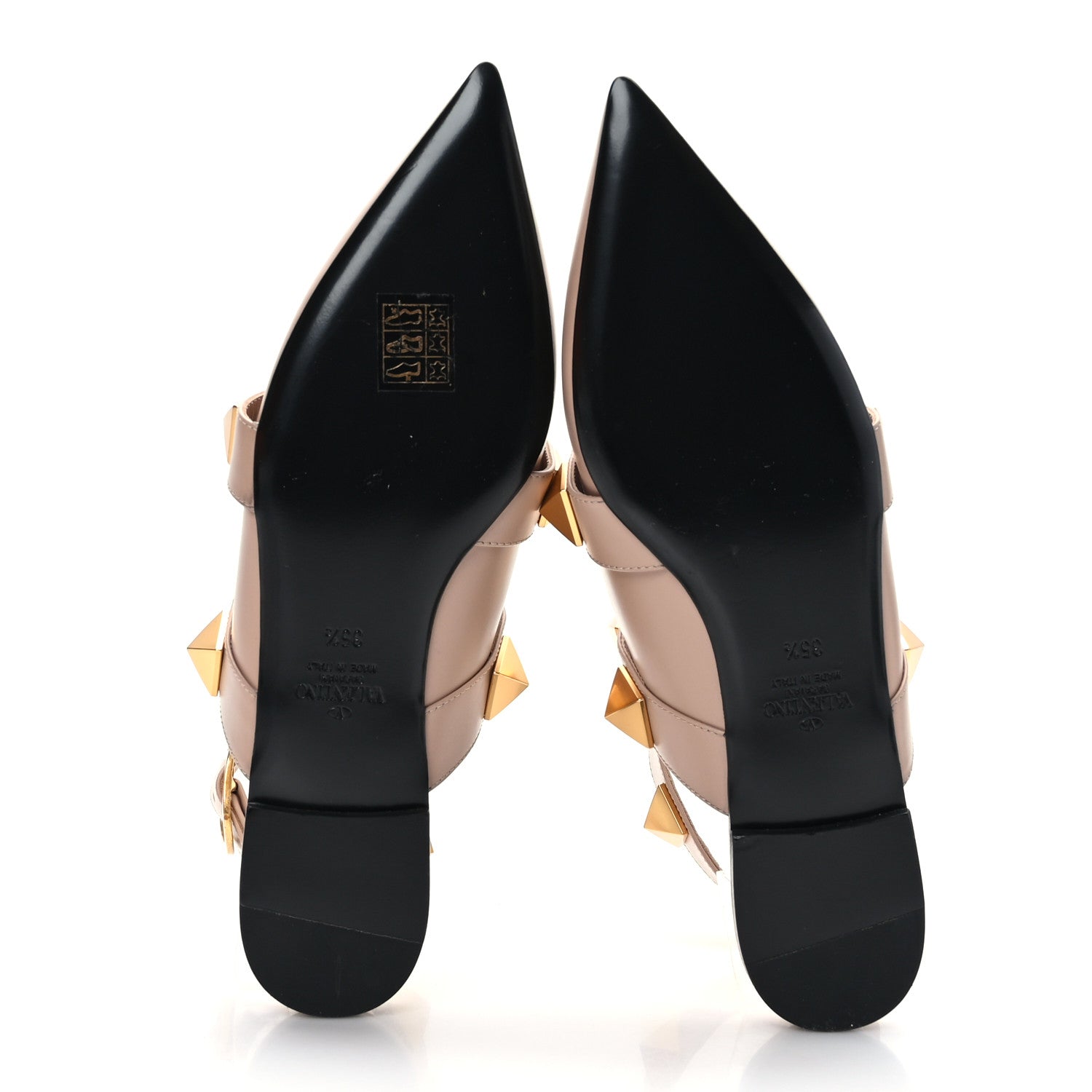 Valentino Garavani Calfskin Roman Stud Ankle Strap Flat Mules 35.5 Rose Cannelle 5 of 7