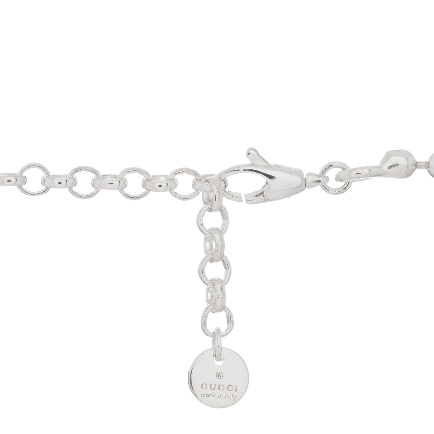 Sterling Silver Interlocking GG Pendant Beaded Necklace