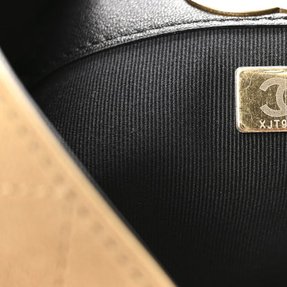 Chanel Suede Calfskin Shiny Lambskin Quilted Small Coco Base Shopping Bag Beige Black 7 of 11