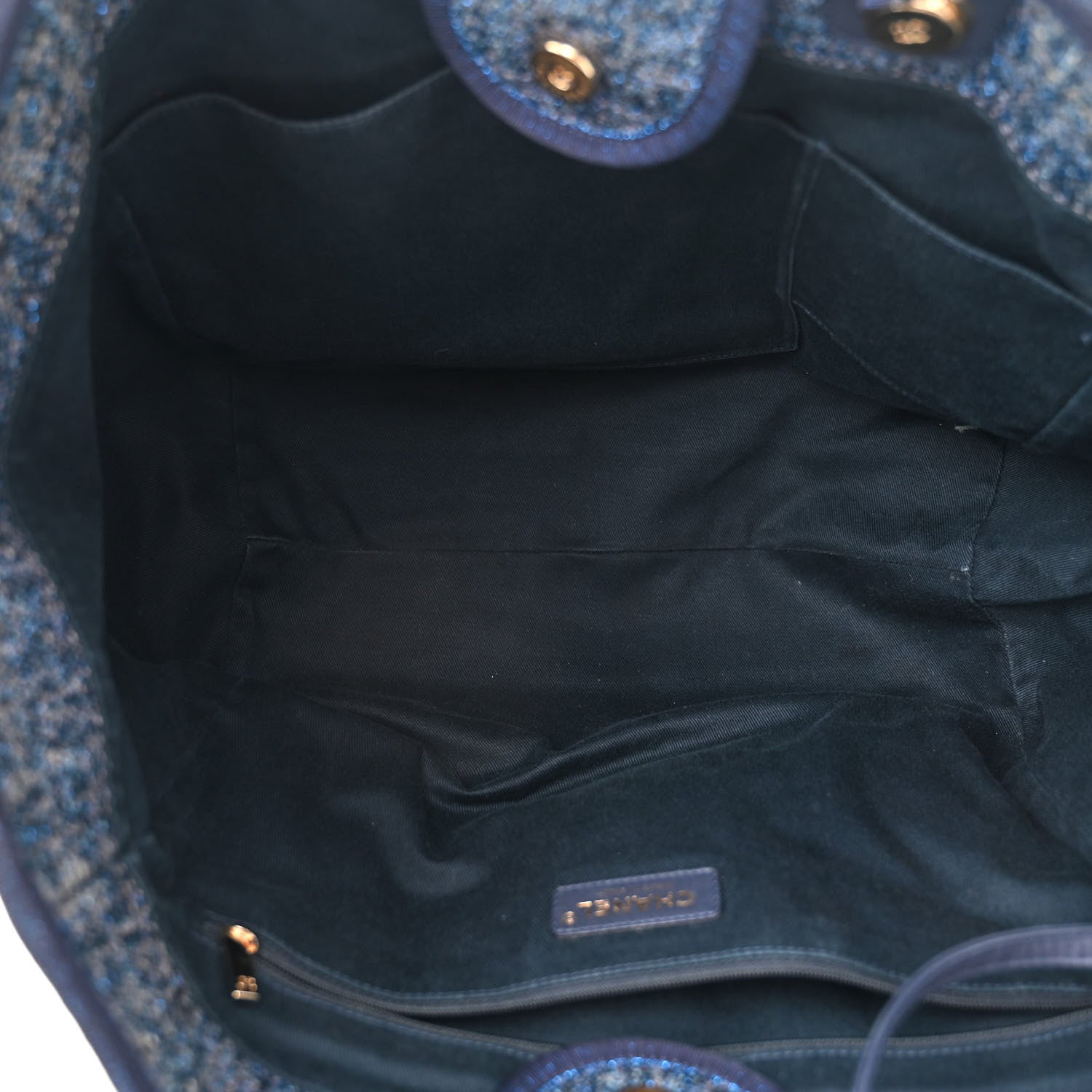 Chanel Lurex Canvas Medium Deauville Tote Navy Blue 5 of 12
