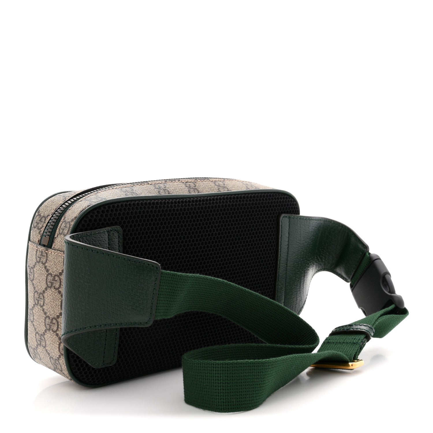 Gucci Monogram GG Mignon Textured Dollar Calfskin GG Supreme Monogram Quilted Mini GG Belt Bag Green Beige Ebony 3 of 10