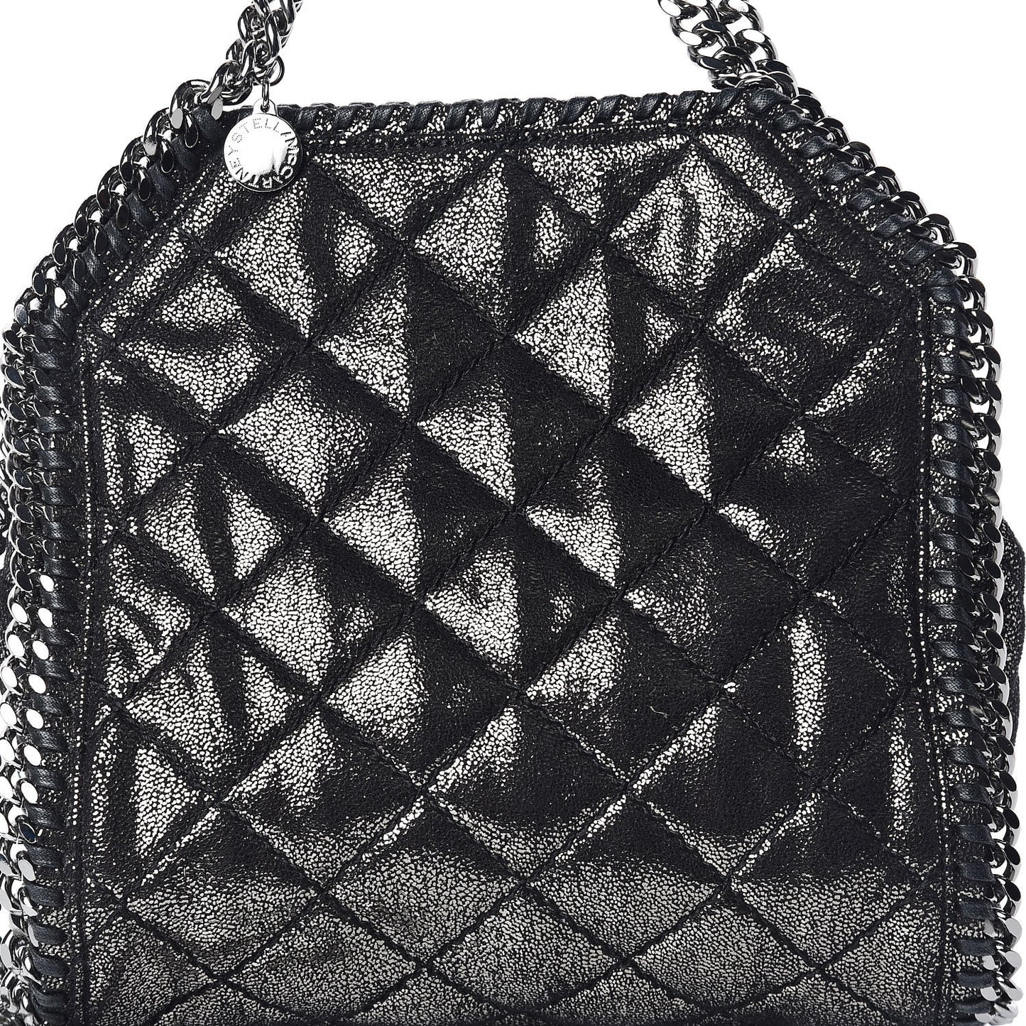 Chamois Shiny Dotted Quilted Mini Falabella Tote Ruthenium