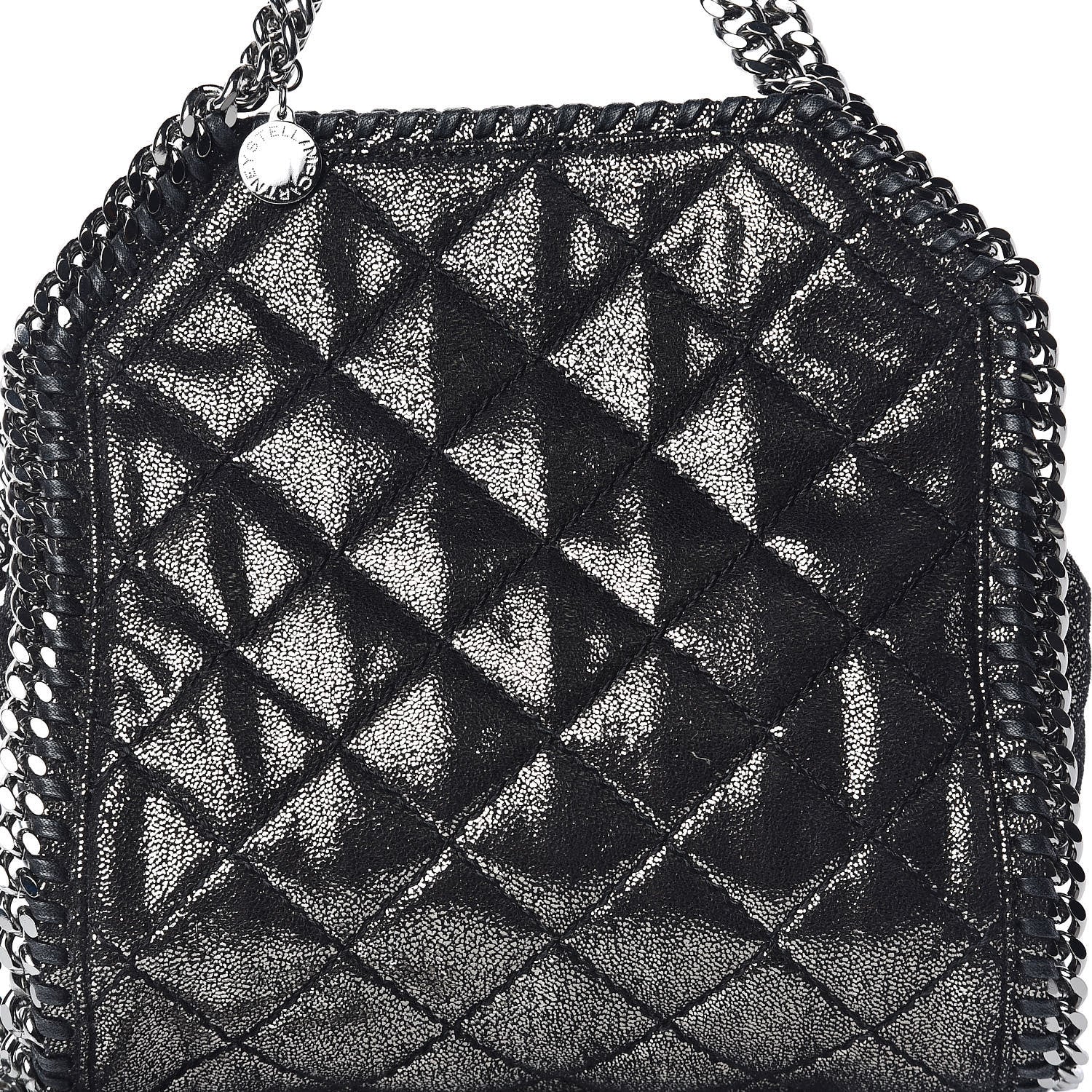 Stella McCartney Chamois Shiny Dotted Quilted Mini Falabella Tote Ruthenium 10 of 10