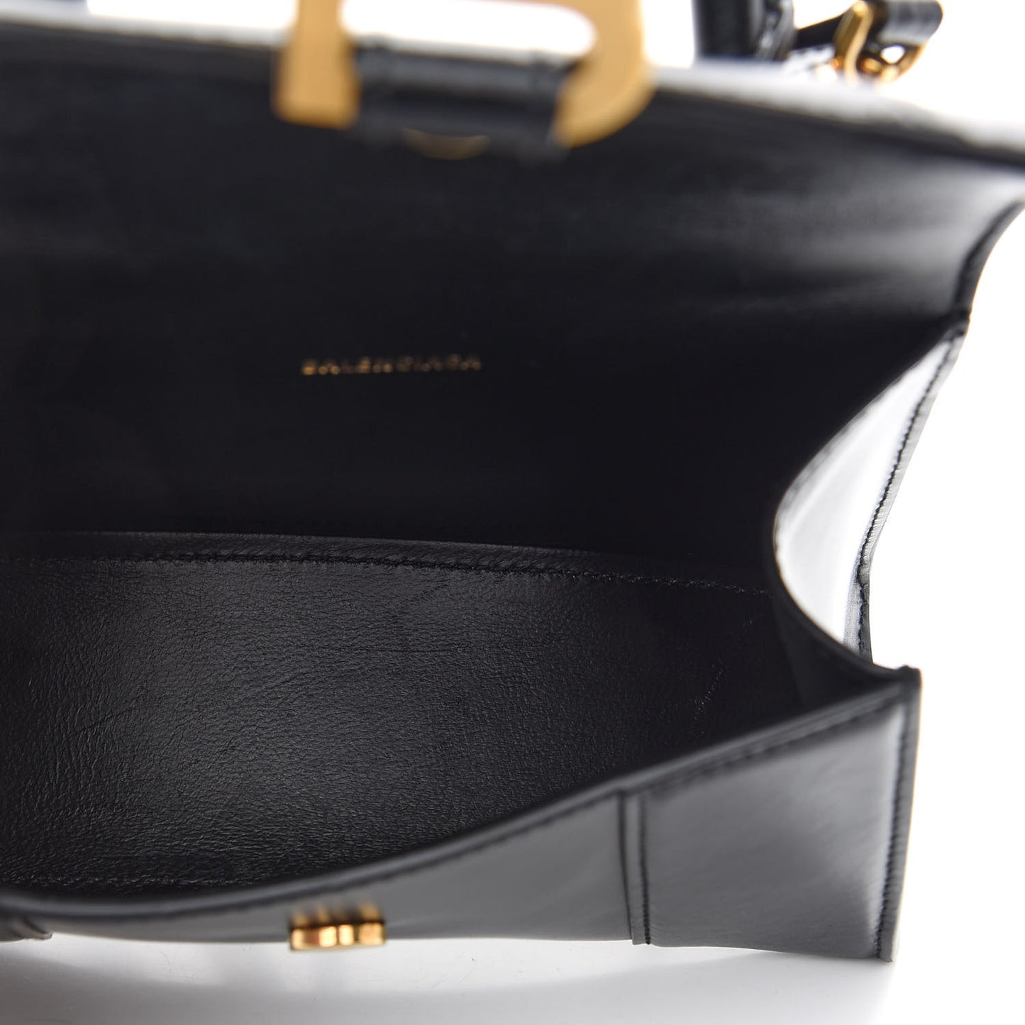Shiny Box Calfskin Hourglass Top Handle Bag XS Black