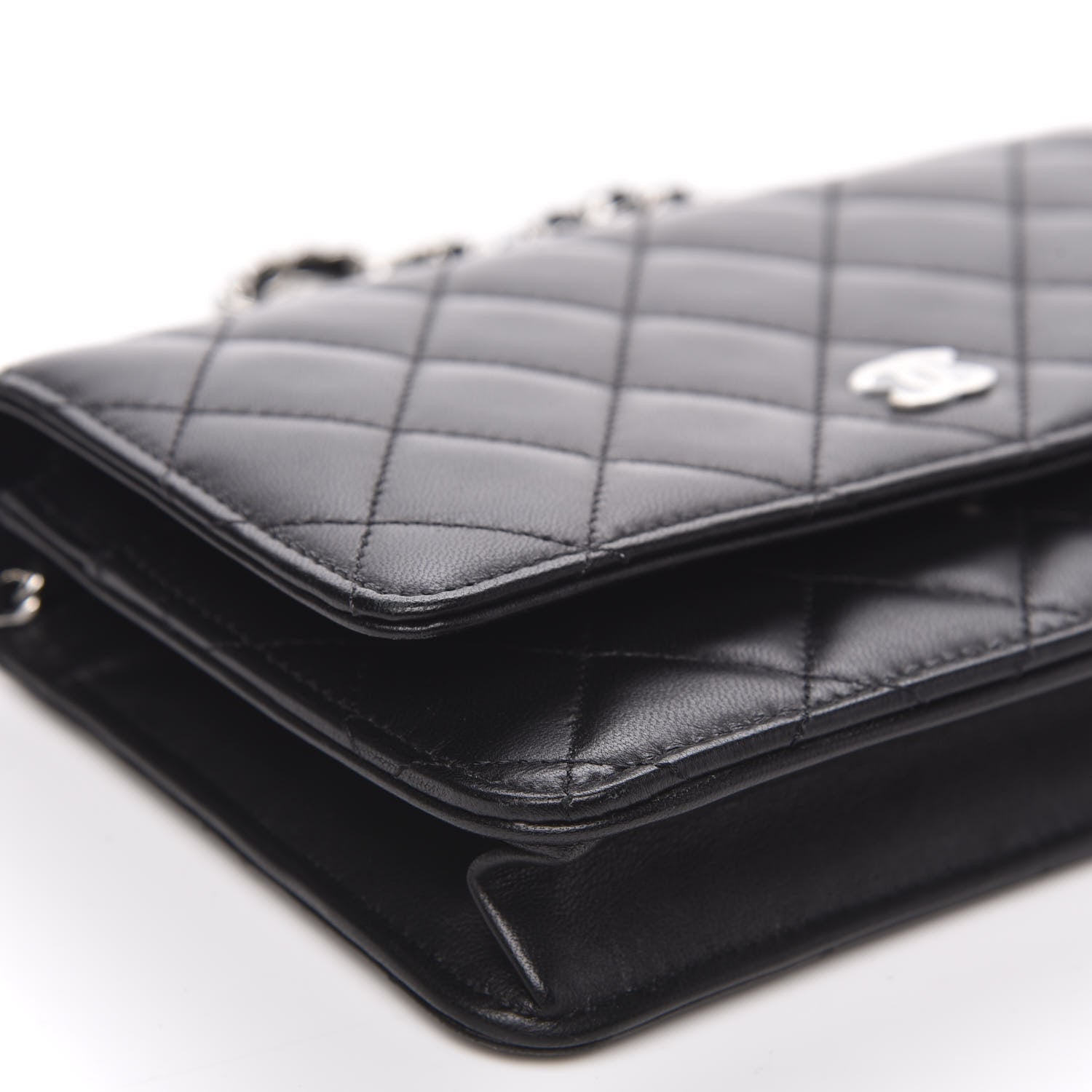 Chanel Lambskin Quilted Wallet On Chain WOC Black 8 of 11