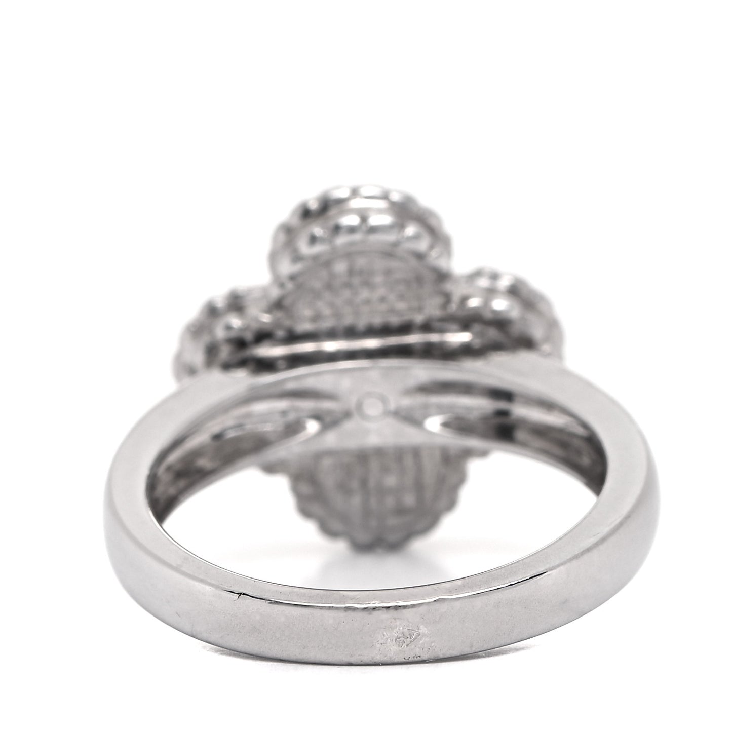 18K White Gold Diamond Turquoise Vintage Alhambra Ring 52 6