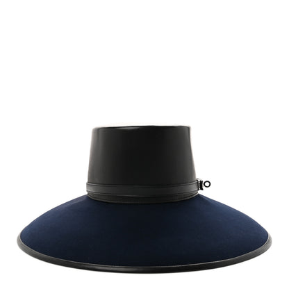 Hermes Beaver Felt Swift Glossed Lambskin Very Kelly Hat 58  Black Bleu Nuit 4 of 7
