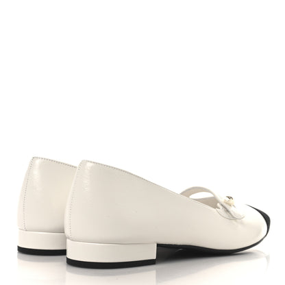 Chanel Shiny Lambskin Grosgrain Pearl Mary Janes Flats 40 White Black 5 of 10