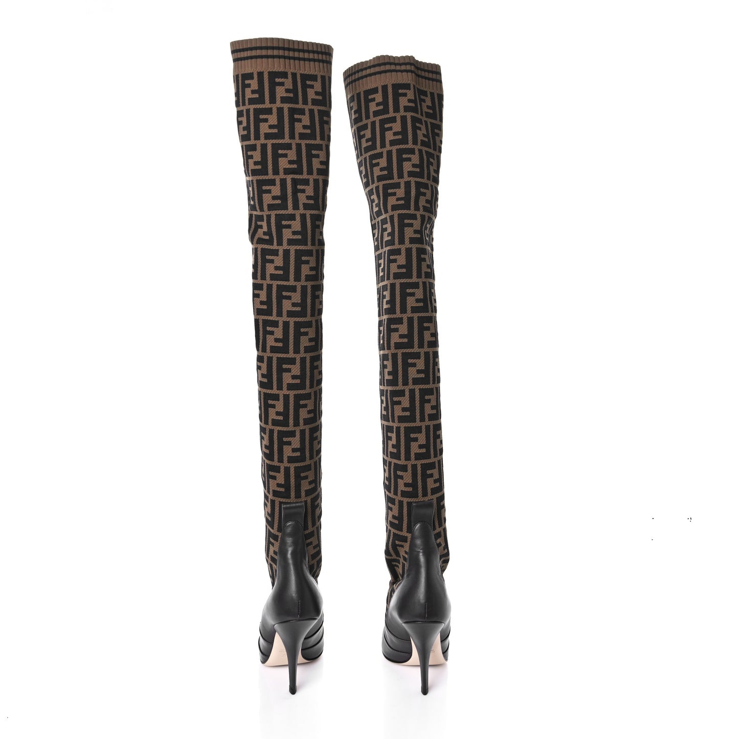 Nappa Microfiber Fabric FF Rockoko Thigh High 105mm Boots 36 Ebano Tobacco Black