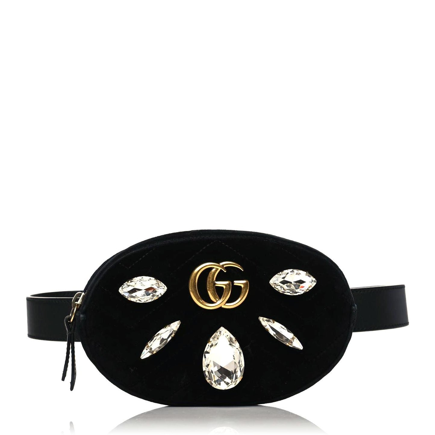 Velvet Matelasse Marquise Crystals GG Marmont Belt Bag 85 34 Black