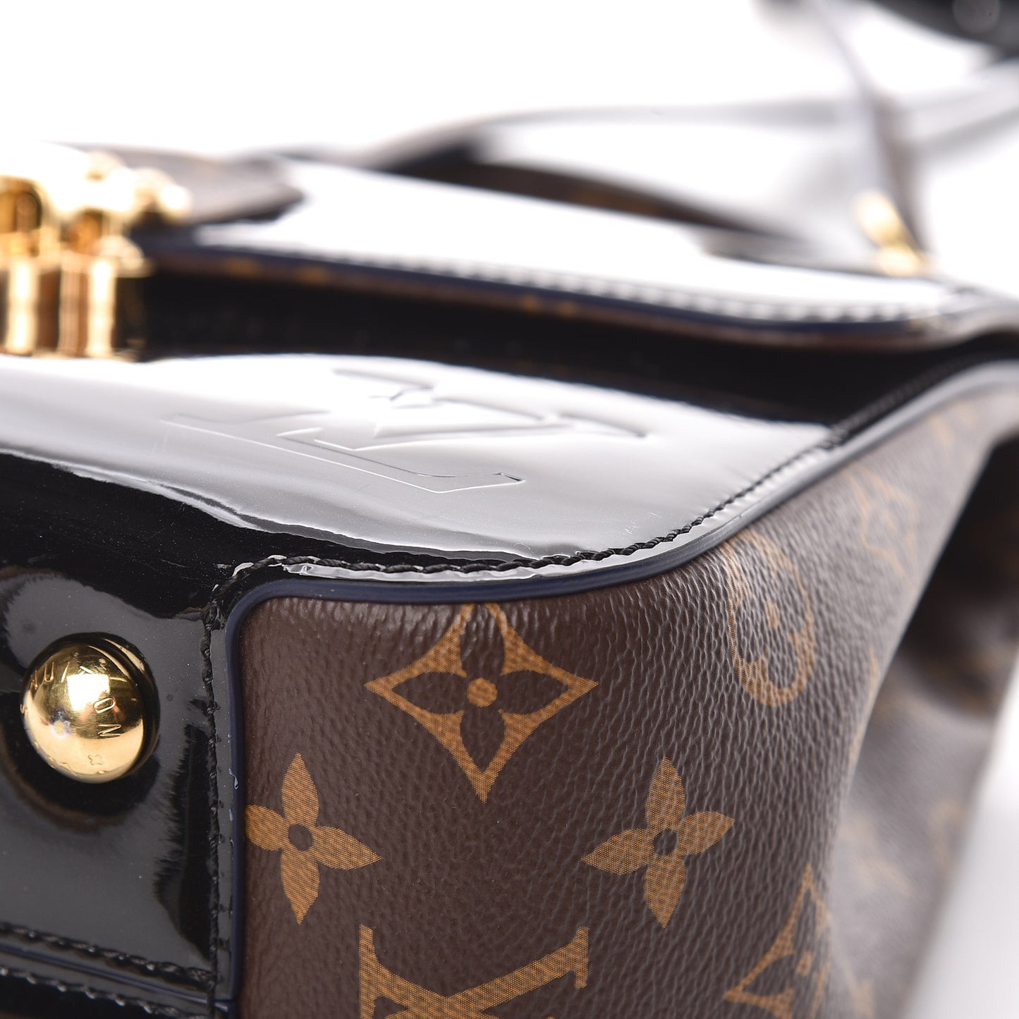 Patent Calfskin Monogram Cherrywood PM Black