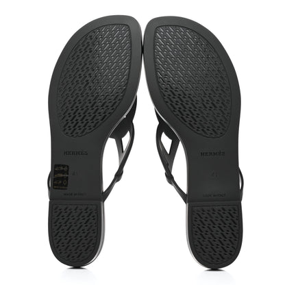 Hermes Rubber Womens Egerie Sandals 41 Black 5 of 9