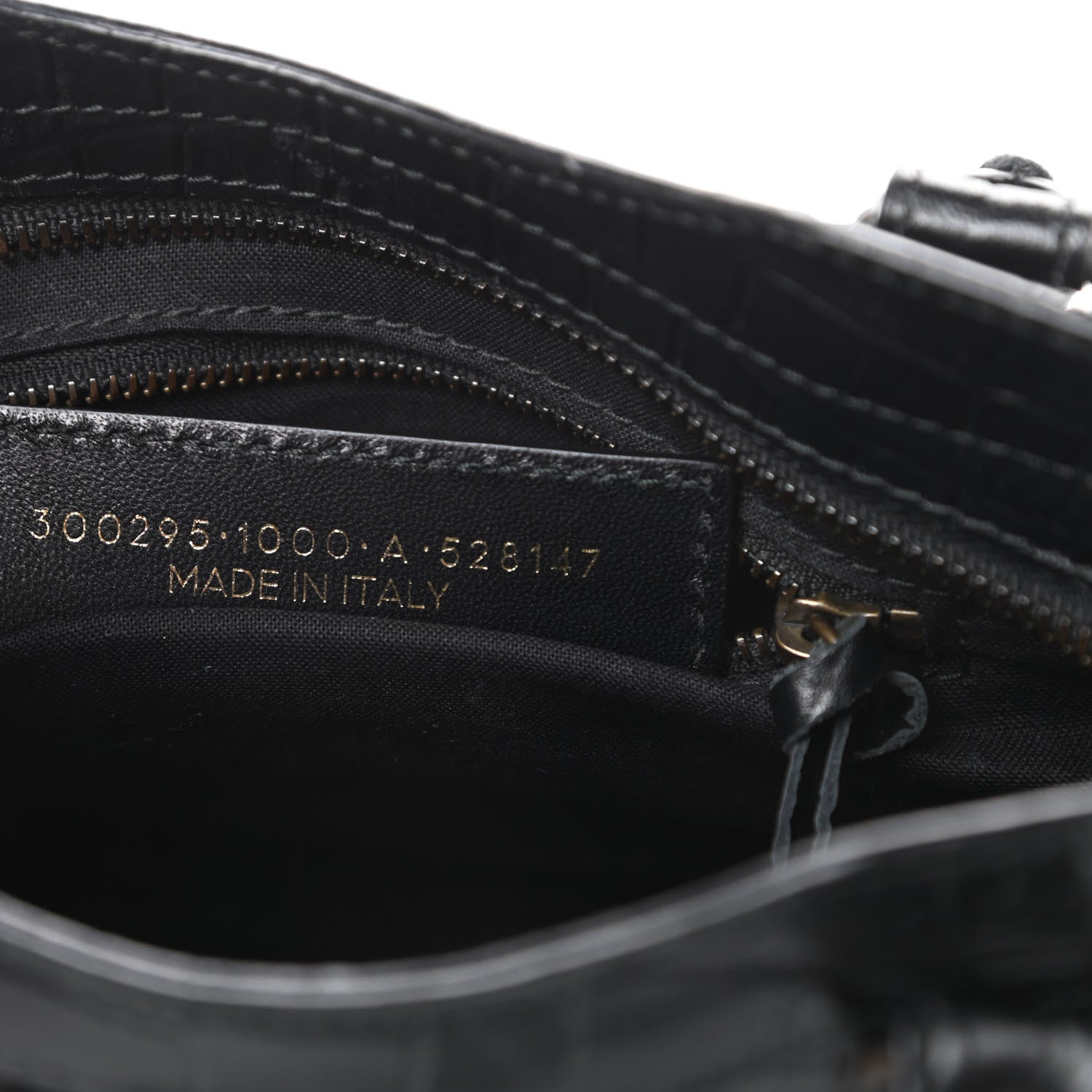 Balenciaga Calfskin Crocodile Embossed Classic Hardware Mini City Black 7 of 10
