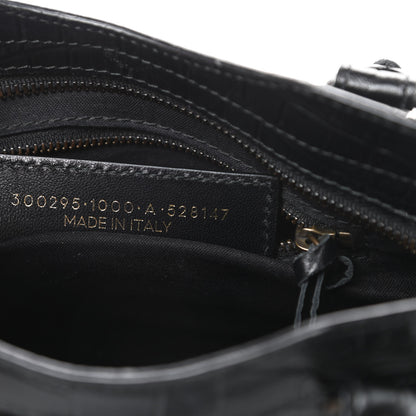 Balenciaga Calfskin Crocodile Embossed Classic Hardware Mini City Black 7 of 10