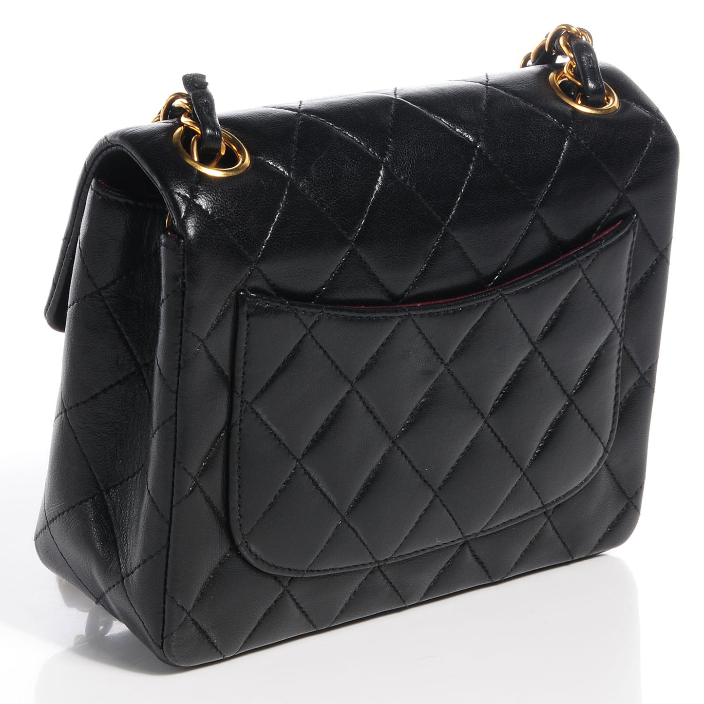 Lambskin Quilted Mini Square Flap Black