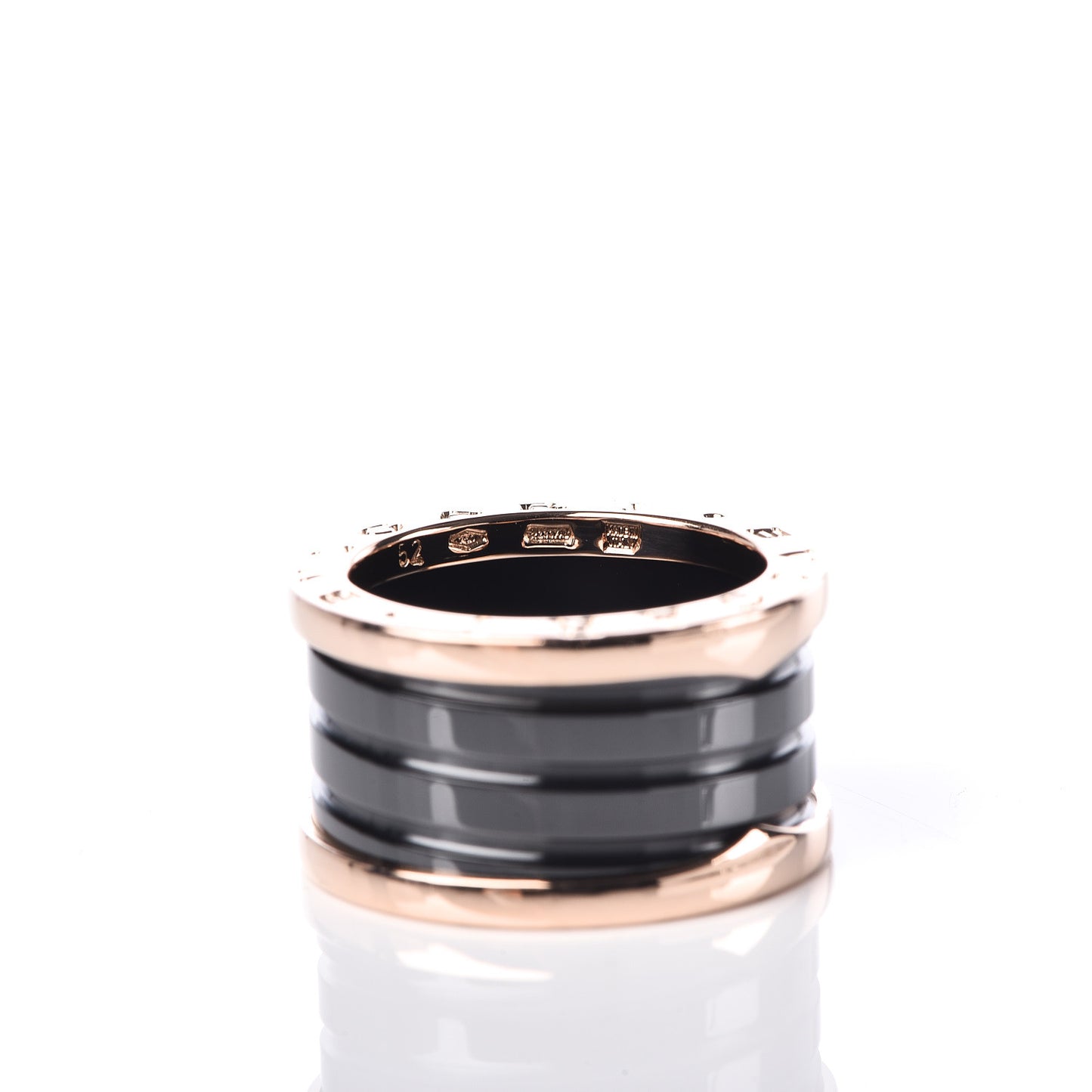18K Rose Gold Black Ceramic B.Zero1 Four-Band Ring 52 6