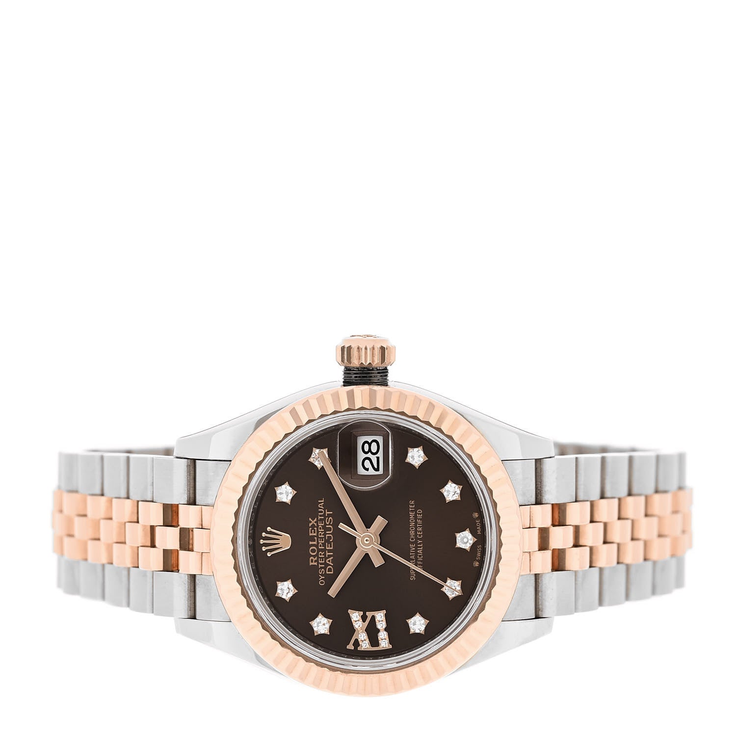 Rolex Stainless Steel 18K Everose Gold Diamond 28mm Oyster Perpetual Datejust Watch Chocolate 279171 2 of 6