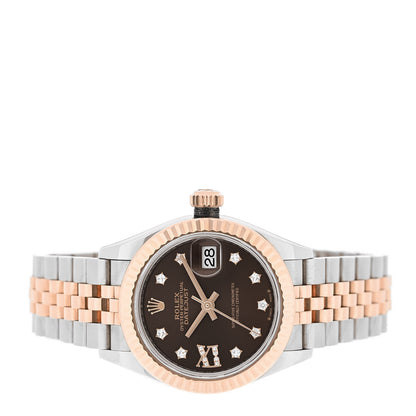 Rolex Stainless Steel 18K Everose Gold Diamond 28mm Oyster Perpetual Datejust Watch Chocolate 279171 2 of 6
